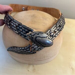 Vintage 80’s Leather with Silver Snake Belt Adjustable